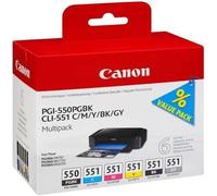 Canon Ink Cartridge for Pgi550Pgbk/Cli551 - Multicolour (Pack of 6)