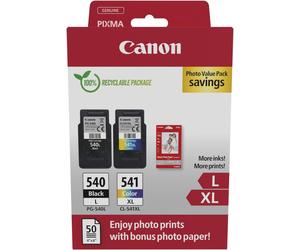Canon Ink & Paper Multipack - PG-540L/CL-541XL High Yield Genuine Printer Ink C