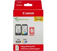 Canon Ink & Paper Multipack - PG-545/CL-546 Genuine Printer Ink Cartridges 2 Pa