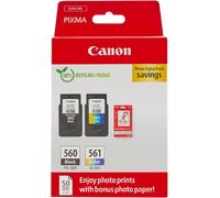 Canon Ink & Paper Multipack - PG-560/CL-561 Genuine Printer Ink Cartridges 2 Pa