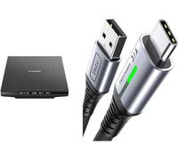 Canon Lide 400 Colour Flatbed Scanner - Black & INIU USB-C Charger Cable, 2M/3.1