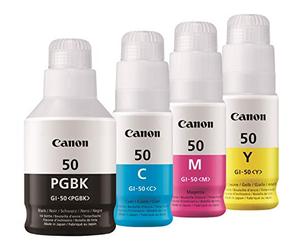 Canon Original GI-50 PGBK/C/M/Y Multipack Refill Ink - Black 6,000 Pages, Cyan, Magenta, Yellow Each 7,700 Pages for Canon PIXMA G7050, G6050, G5050
