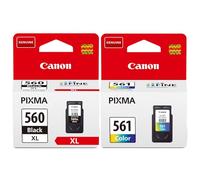 Canon PG-560XL / CL-561 Genuine Ink Cartridges, Pack of 2 (1 x Black, 1 x Colour) - PIXMA Printer Compatible
