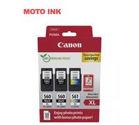 Canon PG-560XL/CL-561XL High Capacity 3 Ink Cartridge & Photo Paper Value Pack - 3712C012 (Original)