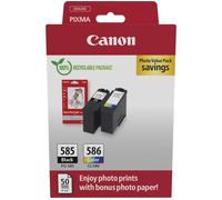 CANON PG-585/CL-586 Ink Cartridges & Photo Paper Value Pack, Tri-colour,Black