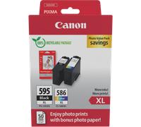 Canon PG-595XL + CL-586XL High Yield Ink Cartridges + Photo Paper Value Pack