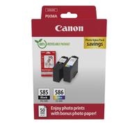 Canon PG585 & CL586 Black & Colour Original Ink Cartridges with 6x4 Photo Paper
