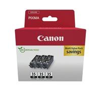 Canon PGI-35 Genuine Black Ink Cartridges, Pack of 3 - Cardboard Pack