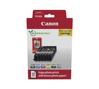 Canon PGI-530 / CLI-531 Genuine Ink Cartridges, Pack of 6 (2 x Black, Cyan, Magenta, Yellow, Grey), Includes 50 Sheets of 4x6 Photo Paper - Compatible with PIXMA TS8750 / TS8751