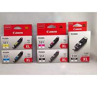 Canon PGI-550XL Black & CLI-551XL Black Cyan Magenta Yellow Bundle Pack