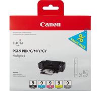 Canon PGI-9 Multi-Pack 5 Black /Cyan/Magenta/Yellow/Grey Inkjet Cartridges