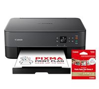 Canon PIXMA TS5350i Wireless Colour 3-in-One Inkjet Printer, Photo Paper Bundle (Black) - Compatible with PIXMA Print Plan; includes PP-201 Glossy II Photo Paper Plus, 20 sheets