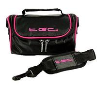 Canon PowerShot A1200 Camera Case Bag by TGC ® with shoulder strap and Carry Handle (Jet Black With Hot Pink Trims)