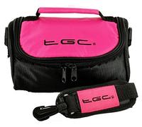Canon PowerShot ELPH 350 HS, IXUS 275 HS Camera Case Bag by TGC ® with shoulder strap and Carry Handle (Hot Pink & Black)