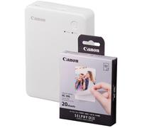 Canon Selphy QX20 Instant Photo Printer - Sand White (Printer + 20 Shot Pack)
