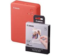 Canon Selphy QX20 Instant Photo Printer - Terracotta Red (Printer + 20 Shot Pack)