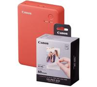 Canon Selphy QX20 Instant Photo Printer - Terracotta Red (Printer + 60 Shot Pack)