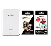Canon Zoemini Instant Mini Photo Printer (White) + pack of 20 sheets + pack of 10 circle stickers