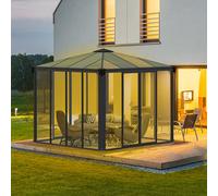 Garden Gazebo Conservatory Palram Canopia Ledro Enclosed Dark Grey