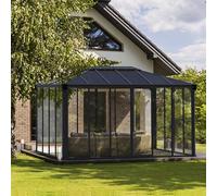 Garden Gazebo Conservatory Palram Canopia Ledro Enclosed Dark Grey