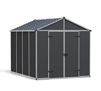 Canopia by Palram Rubicon Tool Shed 8 x 10 Metal 237 x 303 x 235 cm Grey Polycarbonate Panels Rust Resistant UV Protection