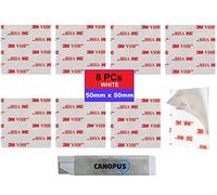 CANOPUS 3M Double Sided Sticky Pads Heavy Duty White, 3M VHB 4950 8 PCs (50mm x 50mm), Thickness (1.1mm) Waterproof Adhesive Pads, Mounting Pads, Number Plate Pads, Ideal for Indoor and Outdoor use