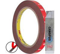 CANOPUS 3M Double Sided Tape 10mm x 3m, Heavy Duty, Waterproof Ideal for Automotive, Trim, Spoiler, LED Strips, Indoor & Outdoor Use Ultra-Strong Adhesion