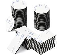CANOPUS Double Sided Sticky Pads 48pcs | Heavy Duty 24pcs x 50mmx30mm + 24pcs x 30mm-Dia Black Waterproof Sticky Back Foam Pads for Wall, Number Plate, Dashcam