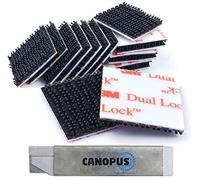 CANOPUS - Dual Lock Pads SJ3550 Extra Strong, 25.4mm x 25.4mm, Pack of 16, Self Adhesive Reclosable Fastener, Heavy Duty, Black