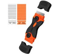 CANOPUS Oven Cleaning Tool Non Scratch with 10 Metal +10 Plastic Blades, Double Edged Razor Blade Scraper, Glass Scraper, Induction, Ceramic Hob Scraper, Cleaning Scraper for Stickers, Decals, Windows