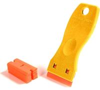 CANOPUS Plastic Razor Scraper Tool Non Scratch with 10 Plastic Razor Blades, Plastic Scraper, Ideal for Scraping Stickers, Labels and Decals from Glass, Windshields, Yellow