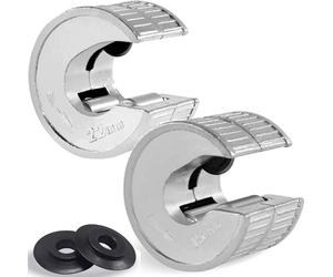 CANOPUS Professional Plumbing Auto Cut Tube Cutter Set Twin Pack 15mm & 22mm Pipe Slice with 2 Pipe Cutting Replacements, Copper Pipe Cutter Set