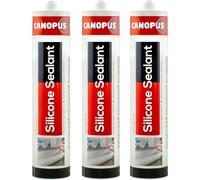 CANOPUS Waterproof Kitchen & Bathroom Acetoxy Silicone Sealant White Anti Mould, 3 Pack, 280gr, Suitable for Indoor and Outdoor waterproofing and Bonding applications, Shower Sealant