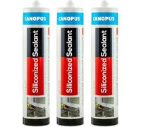 CANOPUS Waterproof Siliconised Acrylic Sealant, Black, 3 Pack, 100% Solvent Free Paintable Sealant, for Frame, External Window, Filling Cracks and Gaps