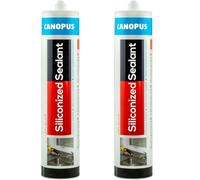 CANOPUS Waterproof Siliconised Acrylic Sealant White, 2 Pack, Silicone Mastic 100% Solvent-Free & Odorless Paintable Frame & Window Sealant for Cracks and Gaps