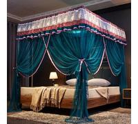 Canopy Bed Curtain - Princess Style Four Poster Bed Decoration with 3 Openings for King and Queen Size Beds