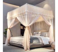 Canopy Bed Curtains, Double Layer Princesses Bed Drape Netting, Cozy Decorative Curtains for Girls and Adults Bedroom