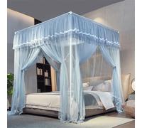 Canopy Bed Curtains, Double Layer Princesses Bed Drape Netting, Cozy Decorative Curtains for Girls and Adults Bedroom
