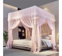 Canopy Bed Curtains, Double Layer Princesses Bed Drape Netting, Cozy Decorative Curtains for Girls and Adults Bedroom