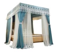 Canopy Bed Curtains with Four Posters, Luxury Floor Standing Mosquito Net, Double Layer Sheer Mesh for Privacy and Elegance, 4-Corner Post Bed Solution