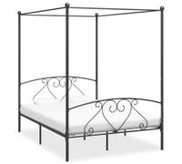 284443 vidaXL Canopy Bed Frame without Mattress Grey Metal 140x200 cm