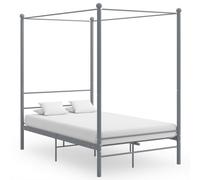 vidaXL Canopy Bed Frame without Mattress Grey Metal 120x200 cm