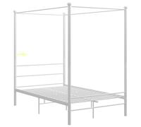 vidaXL Canopy Bed Frame White Metal 140x200 cm Bedroom Furniture Bed Base