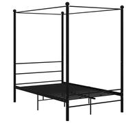 vidaXL Canopy Bed Frame without Mattress Black Metal 120x200 cm