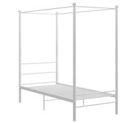 vidaXL Canopy Bed Frame Grey Metal 90x200 cm Bedroom Furniture Bed Base Set