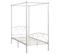 vidaXL Canopy Bed Frame Grey Metal 100x200 cm 02 UK HOT