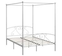 vidaXL Canopy Bed Frame Black Metal 160x200cm Bedroom Double Beds Furniture