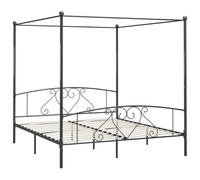 vidaXL Canopy Bed Frame White Metal 6Ft Super King, White