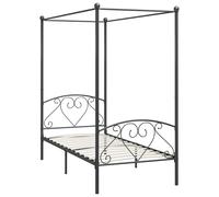 vidaXL Canopy Bed Frame Grey Metal 120x200cm Double Base Bedroom Furniture