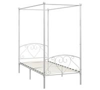 vidaXL Canopy Bed Frame White Metal 90x200cm Single Base Bedroom Furniture